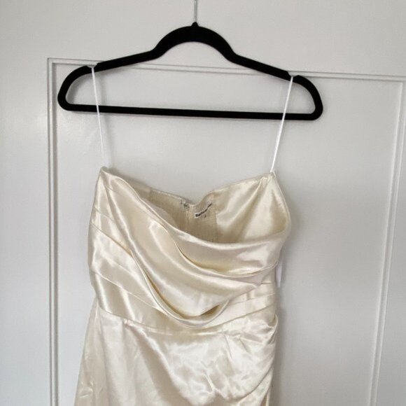 NWT Reformation Barrow Silk Strapless Wedding Dress Sz 8 Ivory Thigh-high Slit - Picture 3 of 8